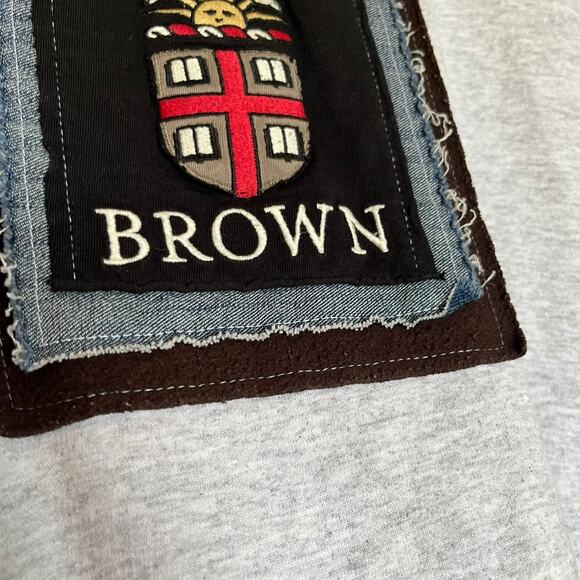 Refried Apparel Brown University Crewneck Upcycled Patchwork Sweatshirt Size L - Picture 5 of 8
